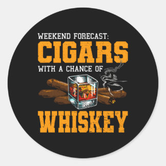 Sticker Rond Cigares Avec Chance Whiskey Drinker