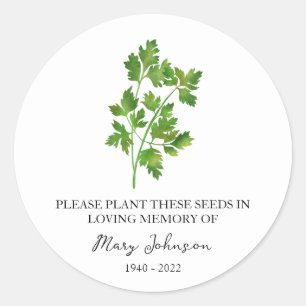 Sticker Rond Cilantro Memorial Funeral Seed Packet