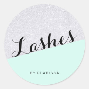 Sticker Rond Cils élégants modernes argentés scintillants vert 