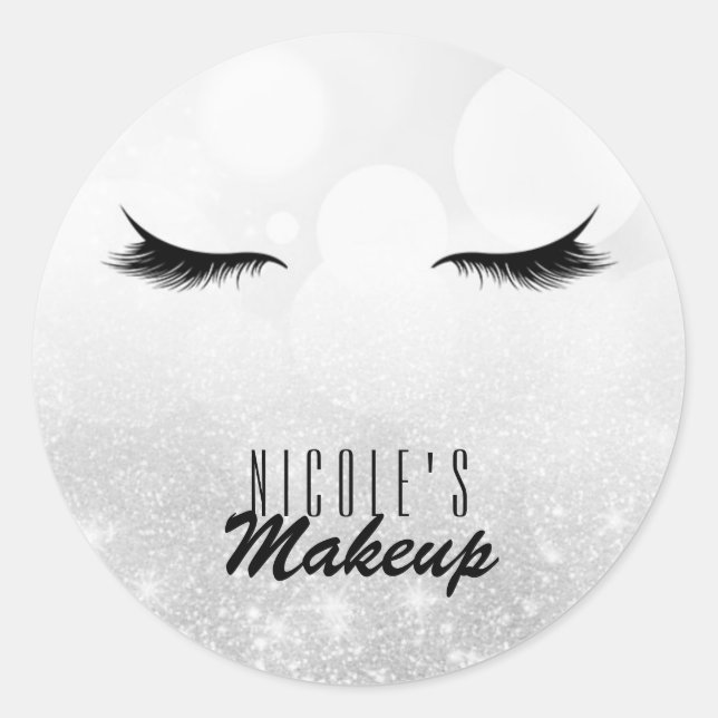 Sticker Rond Cils Extensions de cils Beauté Argenté Sur-mesure (Devant)