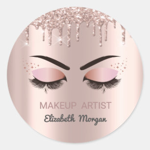 Sticker Rond Cils Faux Cool, Gouttes de Rose Dorée, Maquillage