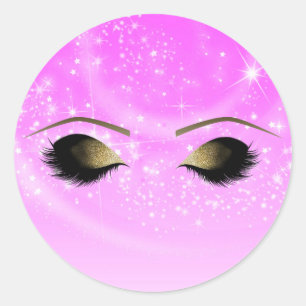 Sticker Rond Cils personnalisés Maquillage Pailleté Or Rose