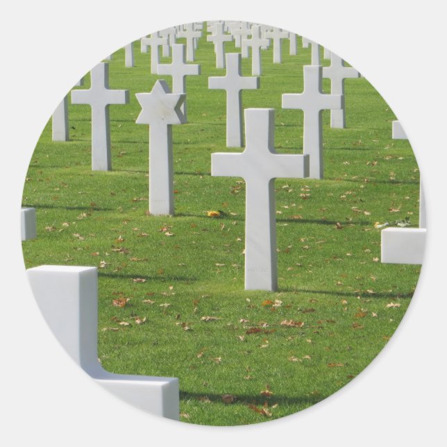 Sticker Rond Cimetière américain en Normandie (Devant)