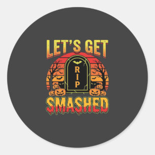 Sticker Rond Cimetière de citrouilles Halloween dévasté