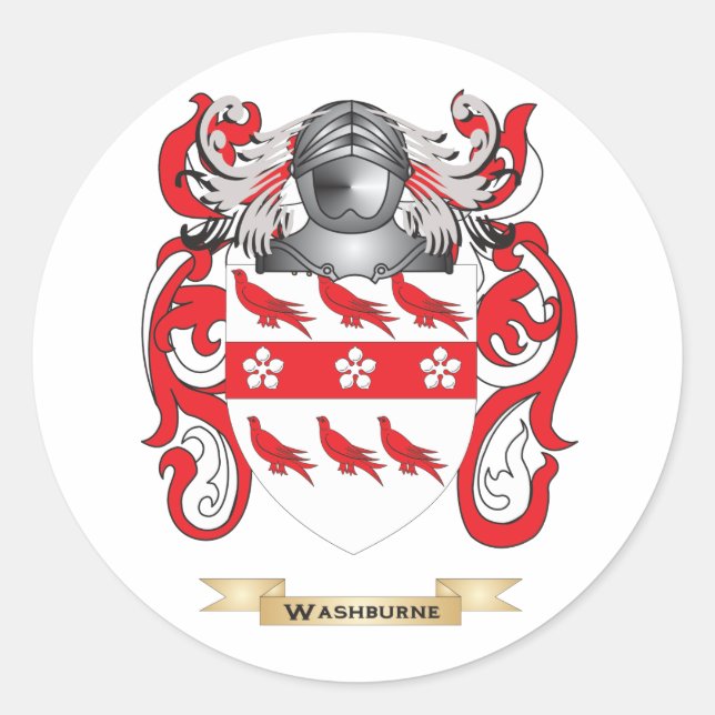 Sticker Rond Cimier de la famille Washburne (armoiries) (Devant)