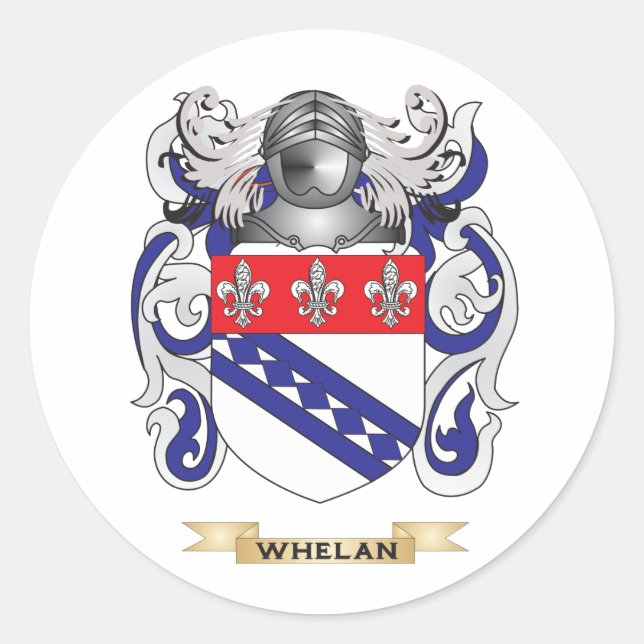 Sticker Rond Cimier de la famille Whelan (Armoiries) (Devant)