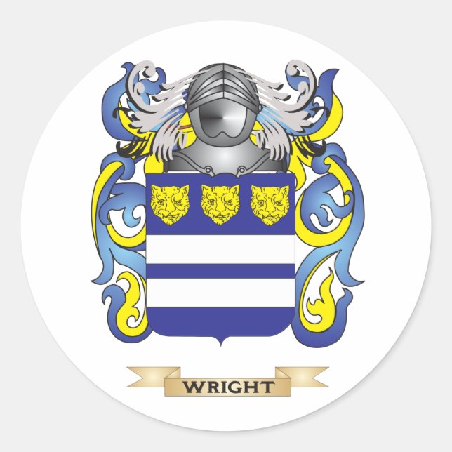 Sticker Rond Cimier de la famille Wright (armoiries) (Devant)