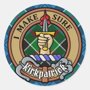 Sticker Rond Cimier du clan Kirkpatrick sur tartan