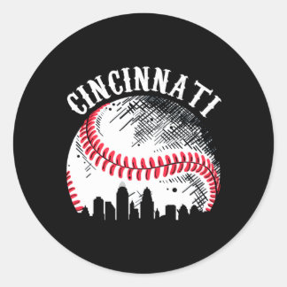 Sticker Rond Cincinnati Skyline City Baseball Rencontre À Gamed