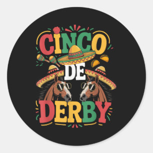 Sticker Rond Cinco De Derby Drôle Derby De Mayo Taco Horse Raci