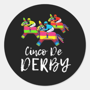 Sticker Rond Cinco De Derby Kentucky pinata Sombrero Mexicains