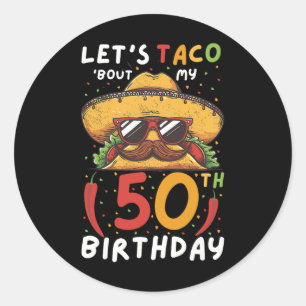 Sticker Rond Cinco De Mayo 50e Anniversaire Taco Age 50 Bi Mexi