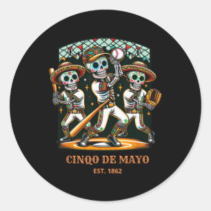 Sticker Rond Cinco De Mayo Bysebyll Skeletons