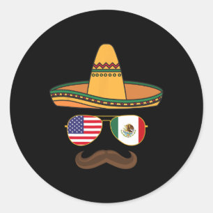 Sticker Rond Cinco De Mayo Célébration Mexicano American 2025