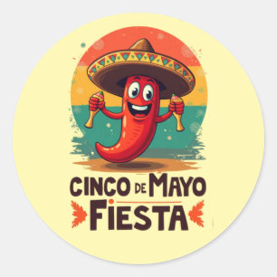 Sticker Rond Cinco de Mayo Fiesta - soirée mexicaine épicée et