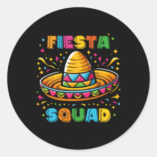 Sticker Rond Cinco De Mayo Fiesta Squad Parti Mexicain Cinco De
