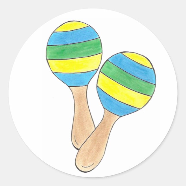 Sticker Rond Cinco de Mayo Maracas mexicain instrument de musiq (Devant)