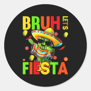 Sticker Rond Cinco de mayo mexicain cactus drôle, faisons la fê