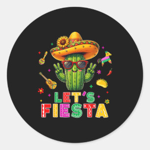 Sticker Rond Cinco de mayo mexicain cactus drôle laisse fiestaC