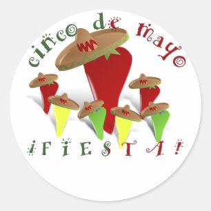 Sticker Rond Cinco De Mayo Peppers Dansants
