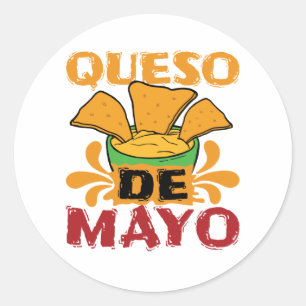 Sticker Rond Cinco de Mayo Queso drôle Pun