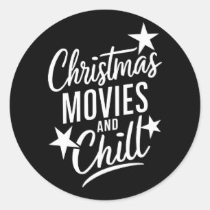 Sticker Rond Cinéma De Noël Et Cadeau De Famille De Fête