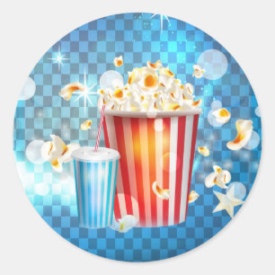 Sticker Rond Cinéma Films Vidéo Nuit Anniversaire Fête Favorise