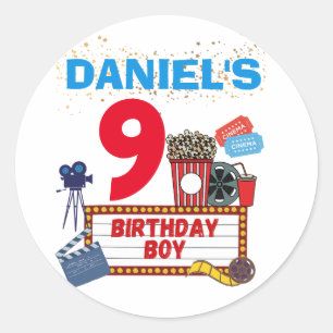 Sticker Rond Cinéma Nuit Cinéma Anniversaire Soirée Thème