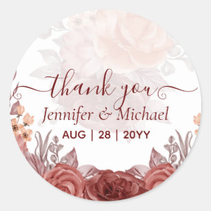Sticker Rond Cinnamon Terracotta TOMBE Floral MARIAGE