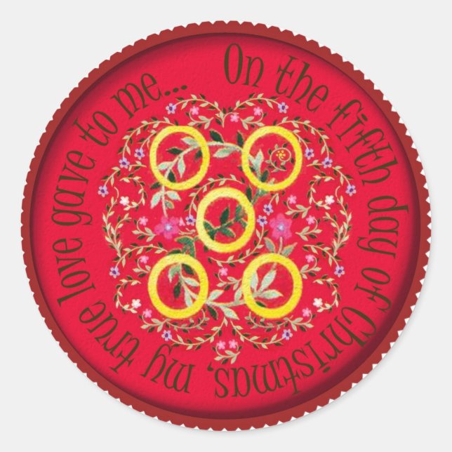 Sticker Rond Cinq anneaux d'or (Devant)