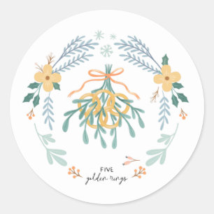 Sticker Rond Cinq Anneaux d'or 12 Jours de Noël Folk