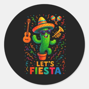 Sticker Rond Cinq mai fête mexicaine cactus drôle de letsCinco