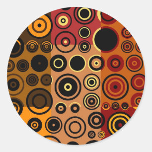Sticker Rond Cinquante ans de couleur rétro Art Abstrait
