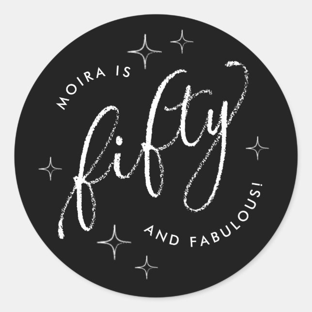 Sticker Rond Cinquante et fabuleux Noir moderne 50e anniversair (Devant)