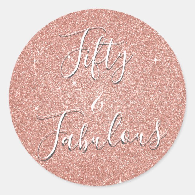Sticker Rond Cinquante et fabuleux Rose Gold Blush Parties scin (Devant)