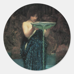 Sticker Rond Circe Invidiosa par John William Waterhouse