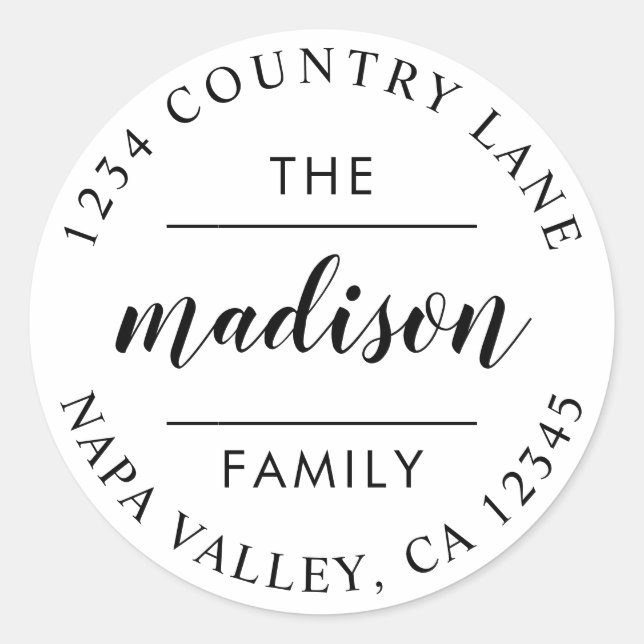 Sticker Rond Circle Script | Créez votre propre adresse d'expéd (Devant)