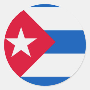 STICKER ROND CIRCULAIRE OFFICIEL CUBA FLAG