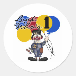 Sticker Rond Circus Clown 1er anniversaire