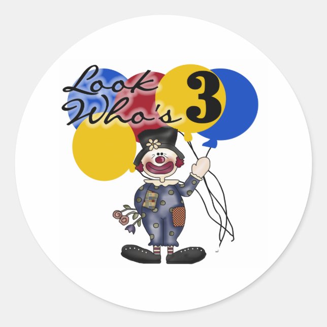 Sticker Rond Circus Clown 3e anniversaire (Devant)