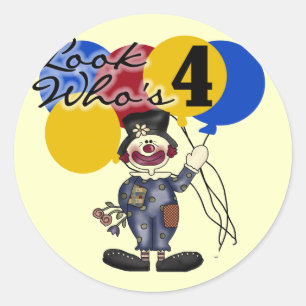 Sticker Rond Circus Clown 4e Anniversaire Tshirts et cadeaux