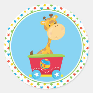 Sticker Rond Circus Giraffe