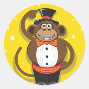 Sticker Rond Circus monkey