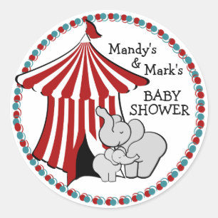 Sticker Rond Circus Tent Baby Elephant
