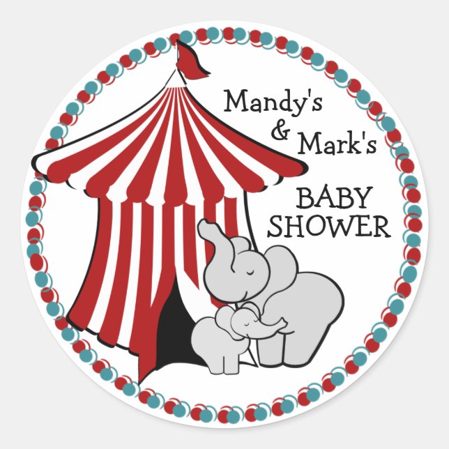 Sticker Rond Circus Tent Baby Elephant (Devant)