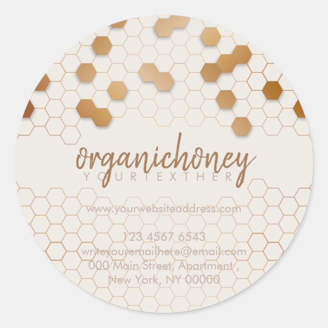 Sticker Rond cire Apiariste Jar Bee Bougie Gold Honeycomb (Devant)