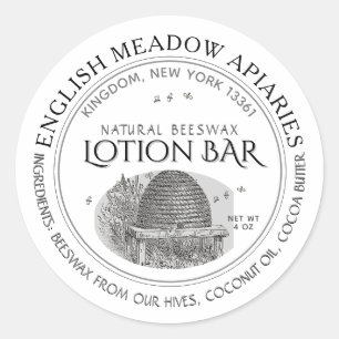 Sticker Rond Cire d'abeille naturelle Custom Lotion Bar Étiquet