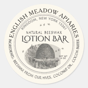 Sticker Rond Cire d'abeille naturelle Custom Lotion Bar Étiquet