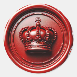 Sticker Rond Cire de bougie rouge coulée sur le sceau de la cou
