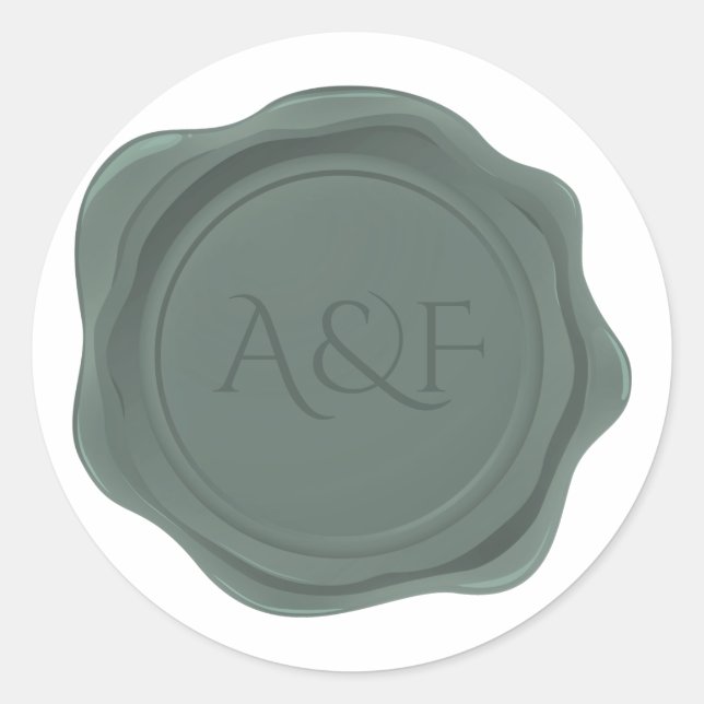 Sticker Rond Cire verte fantaisie Sceau personnalisé (Devant)